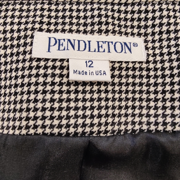 NWT Pendleton Virgin Wool Houndstooth jacket with leather trim, size 12 - Picture 11 of 11